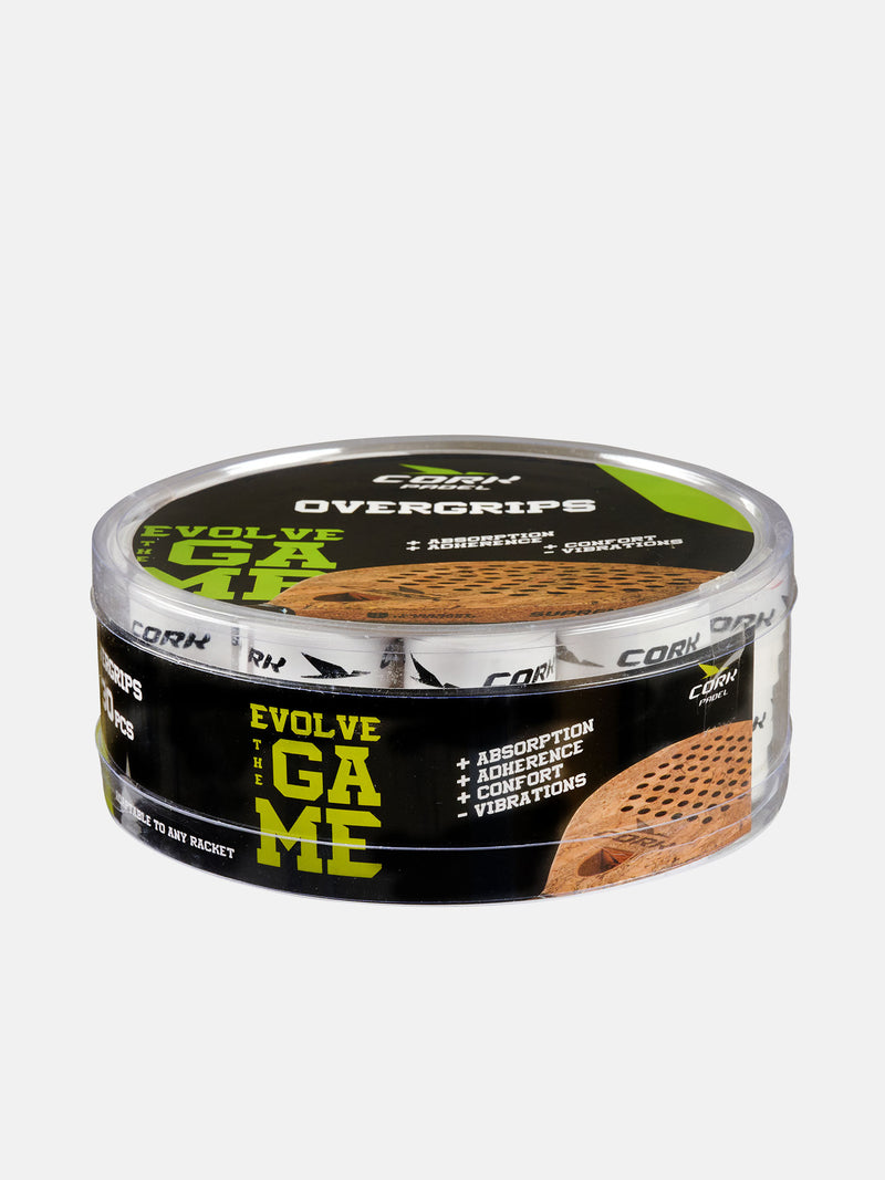 CORK PADEL OVERGRIP 30 PAK - HVID