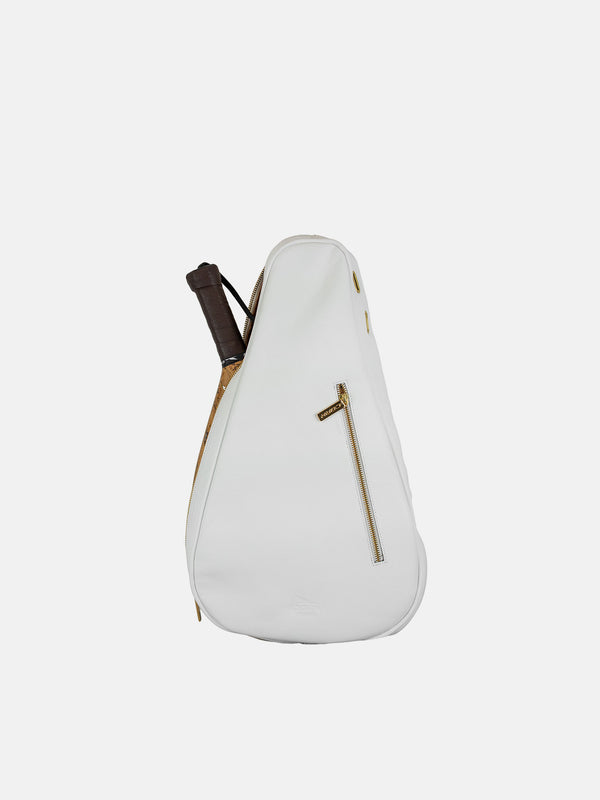 CORK PADEL BAT COVER I LÆDER - HVID (GULD)