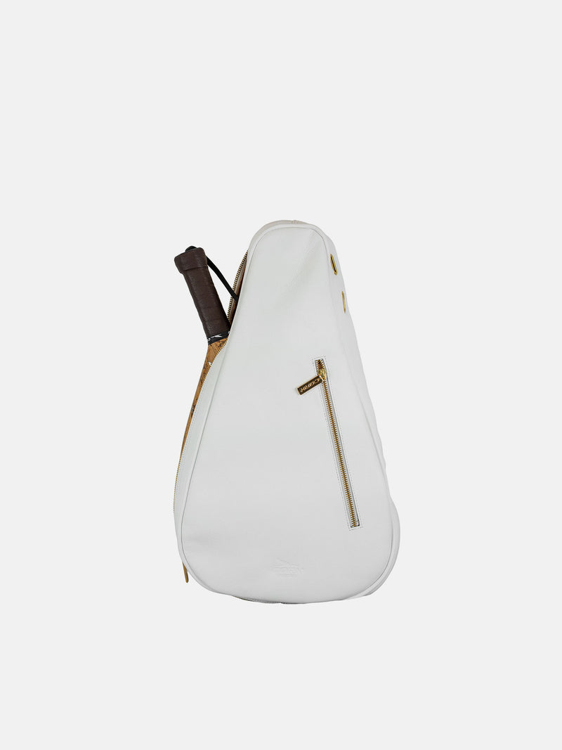 CORK PADEL BAT COVER I LÆDER - HVID (GULD)